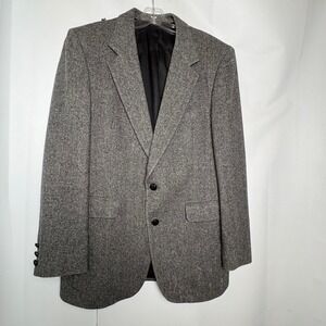 HALSTON Men's 100% Camel Hair Herringbone Blazer Sport Coat USA Dark Academia